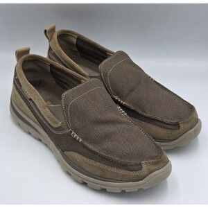Skechers Men's Relaxed Fit Superior Milford Brown Slip-On Casual Shoes Size 11